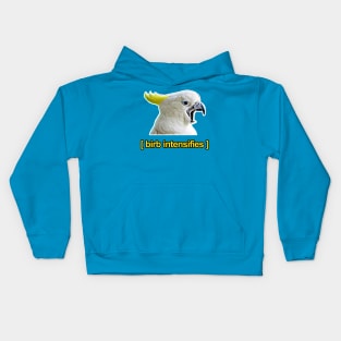 Birb Intensifies - Meme Humor Design Kids Hoodie